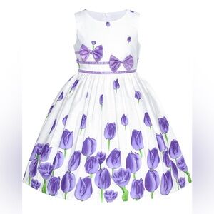 Double bow purple tulip sleeveless dress
